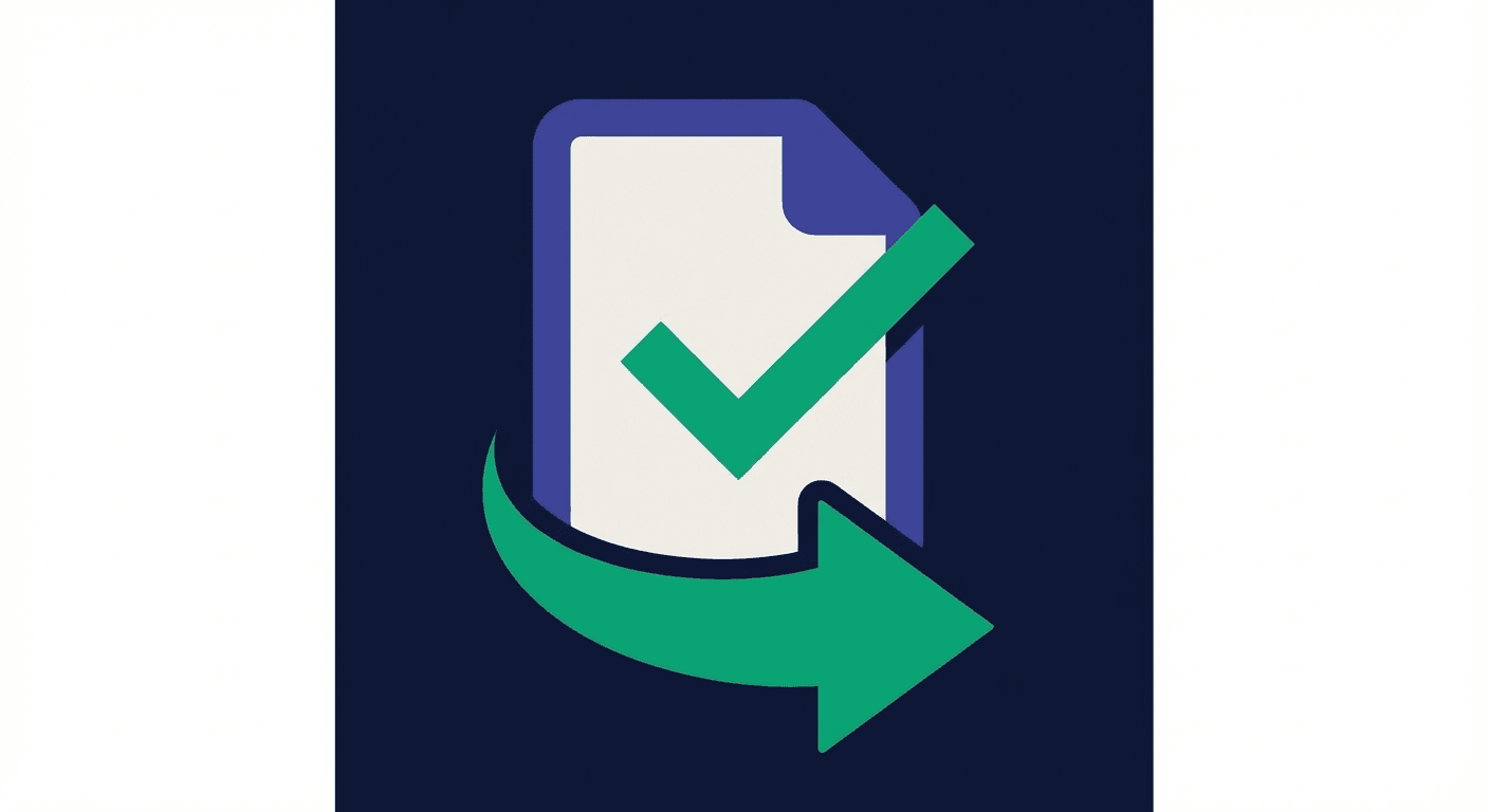 Document with checkmark and confirmation receipt illustration