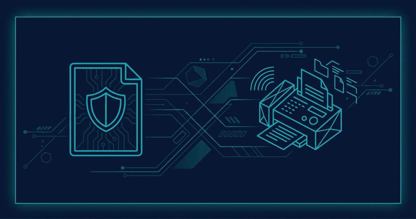 Medical document with shield icon representing HIPAA fax cover page compliance